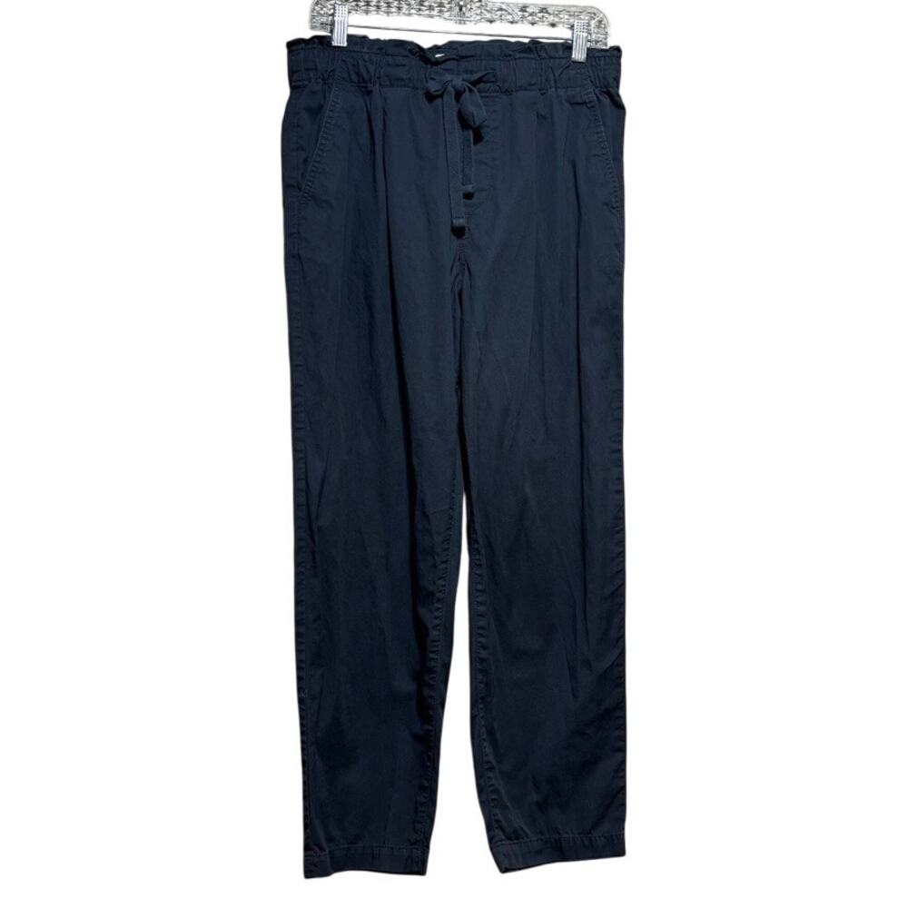 LOFT Navy Blue Paperbag Waist Pants Size M High Rise Tie Waist Work Office